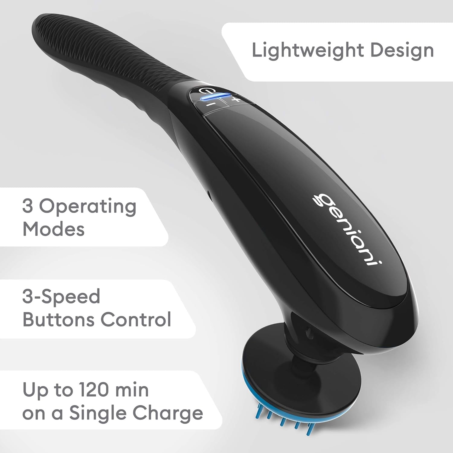 Deep Tissue Massager for Back, Shoulders, Neck & Sore Muscles - Cordless Electric Handheld Massager Full Body Pain Relief - Percussion Massage Therapy for Legs, Feet & Body (Black)