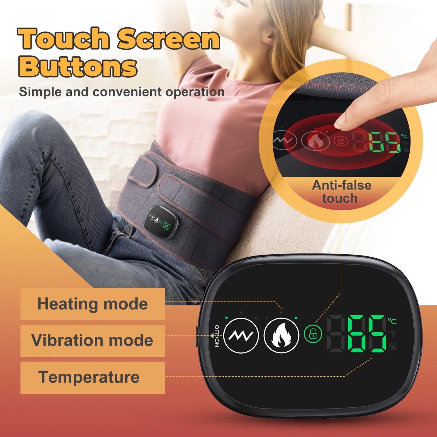 Cordless Heating Pad with Massager for Back,Portable Lower Back Massager Red Light Waist Belt 5000Mah 46*8 in Gray