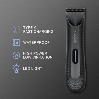 Electric Groin Hair Trimmer for Men,Body Groomer &amp; Pubic Waterproof Hair Trimmer,Replaceable Ceramic Blade