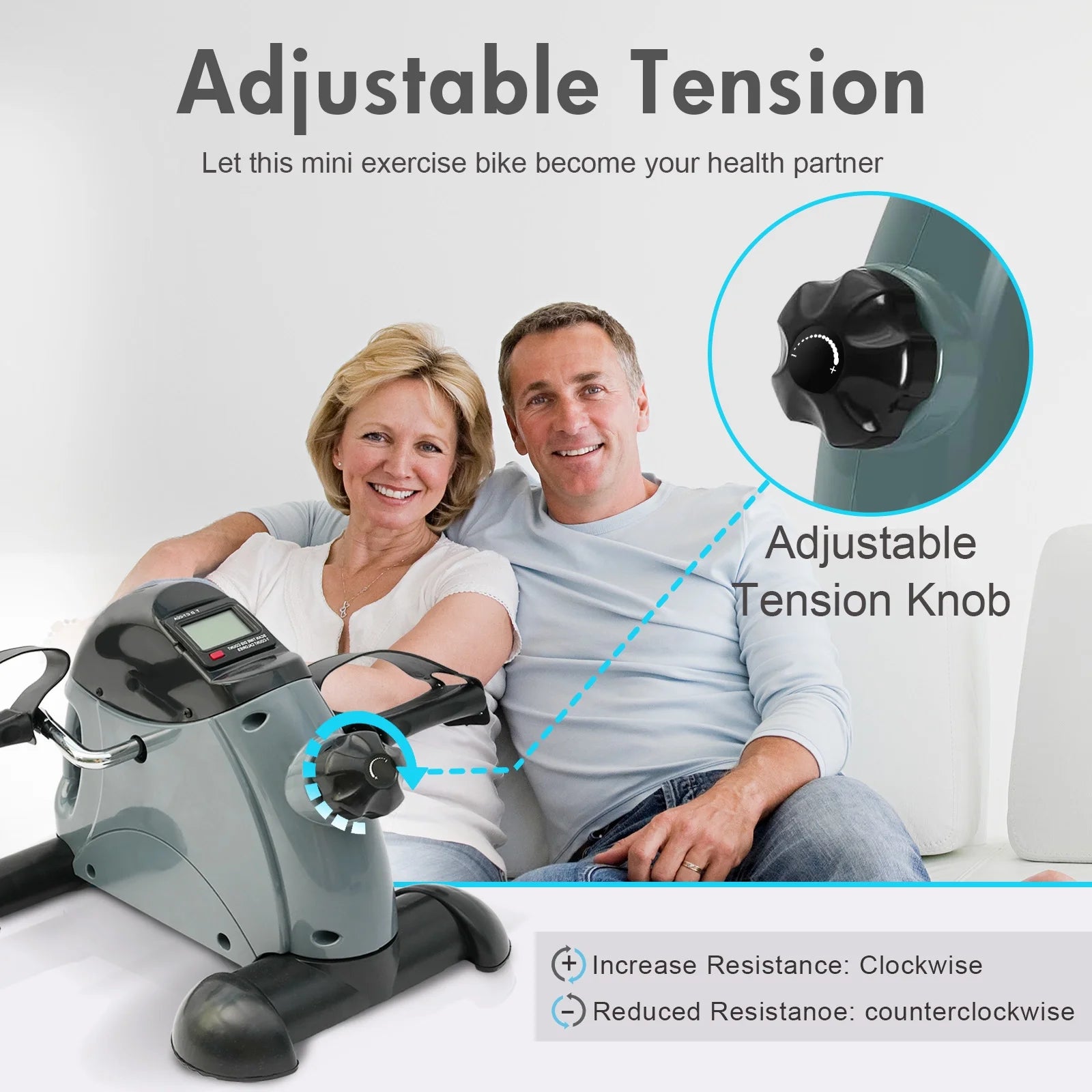Mini Exercise Bike, Portable Mini Cycle Exercise Bike with Digital Display, under Desk Bike Pedal Exerciser Stepper for Home Office Senior