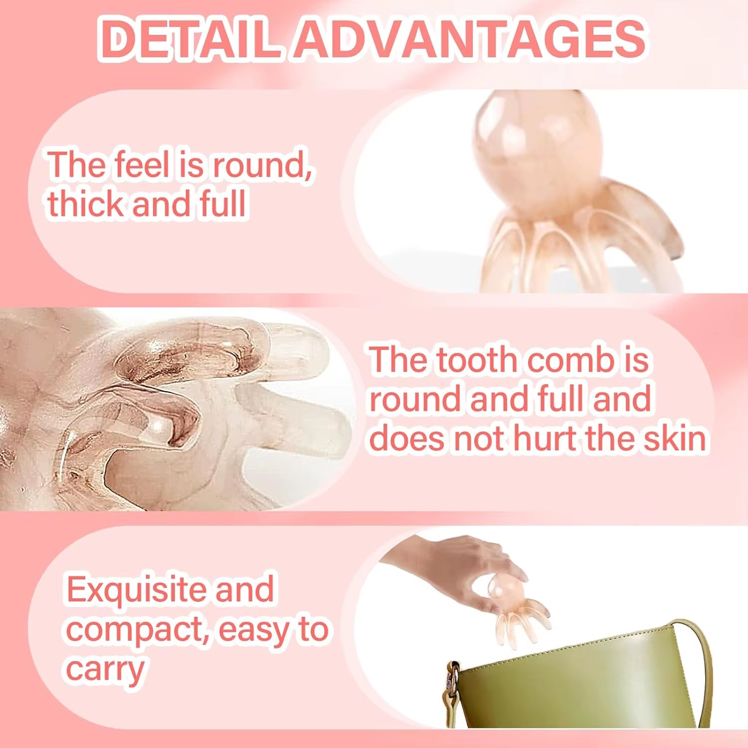 Resin Octopus Massage Comb Head Meridian Scraping Scalp Massage Brush Acupuncture SPA Guasha Massage Comb Fatigue Relief Massage