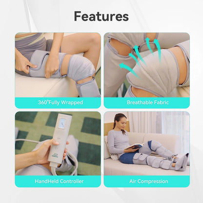 Leg Massager with Heat for Circulation, Air Compression Calf Foot Massager, Gifts