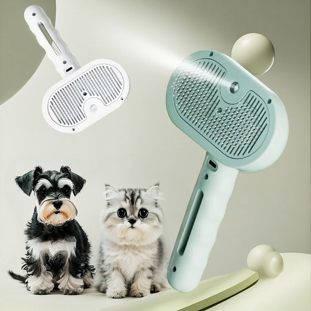 Steam pet grooming brush for cats and dogs