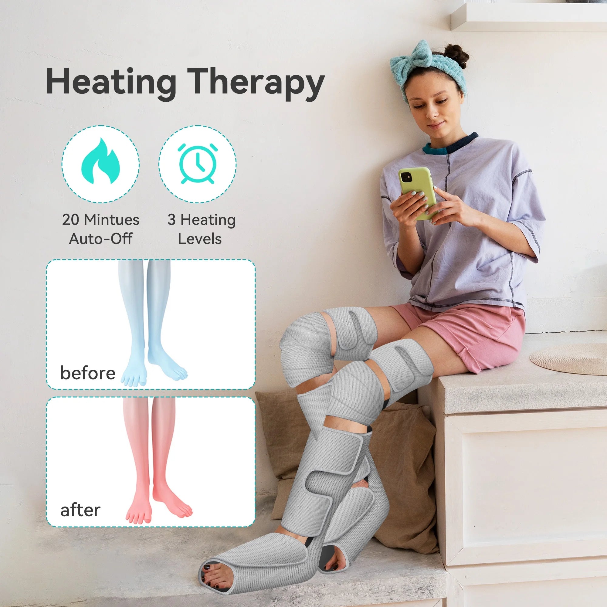 Leg Massager with Heat for Circulation, Air Compression Calf Foot Massager, Gifts