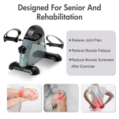 Mini Exercise Bike, Portable Mini Cycle Exercise Bike with Digital Display, under Desk Bike Pedal Exerciser Stepper for Home Office Senior