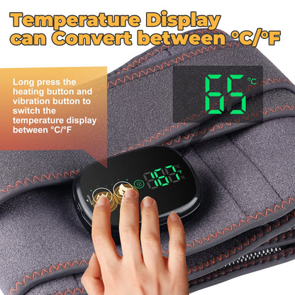 Cordless Heating Pad with Massager for Back,Portable Lower Back Massager Red Light Waist Belt 5000Mah 46*8 in Gray
