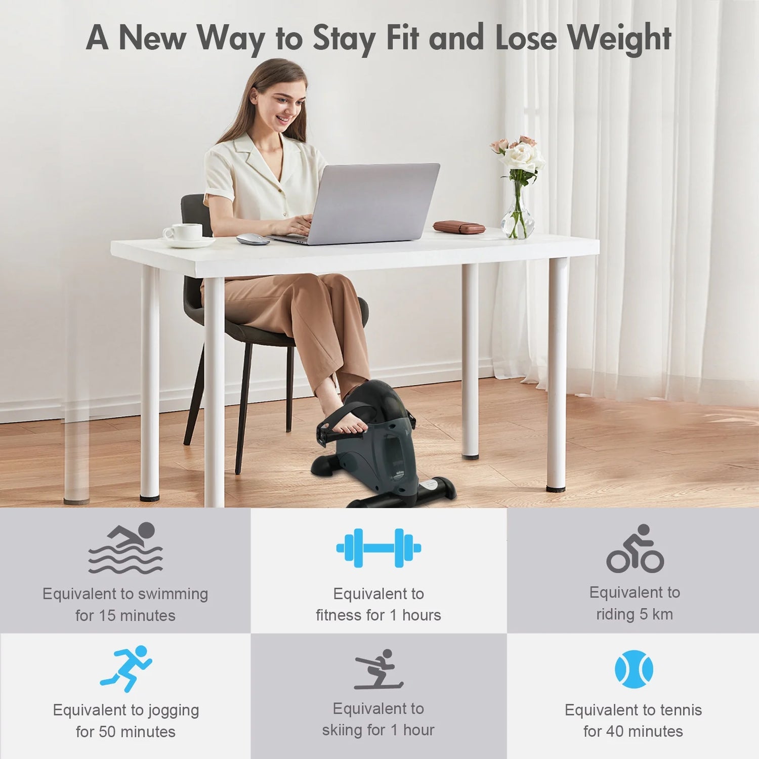 Mini Exercise Bike, Portable Mini Cycle Exercise Bike with Digital Display, under Desk Bike Pedal Exerciser Stepper for Home Office Senior
