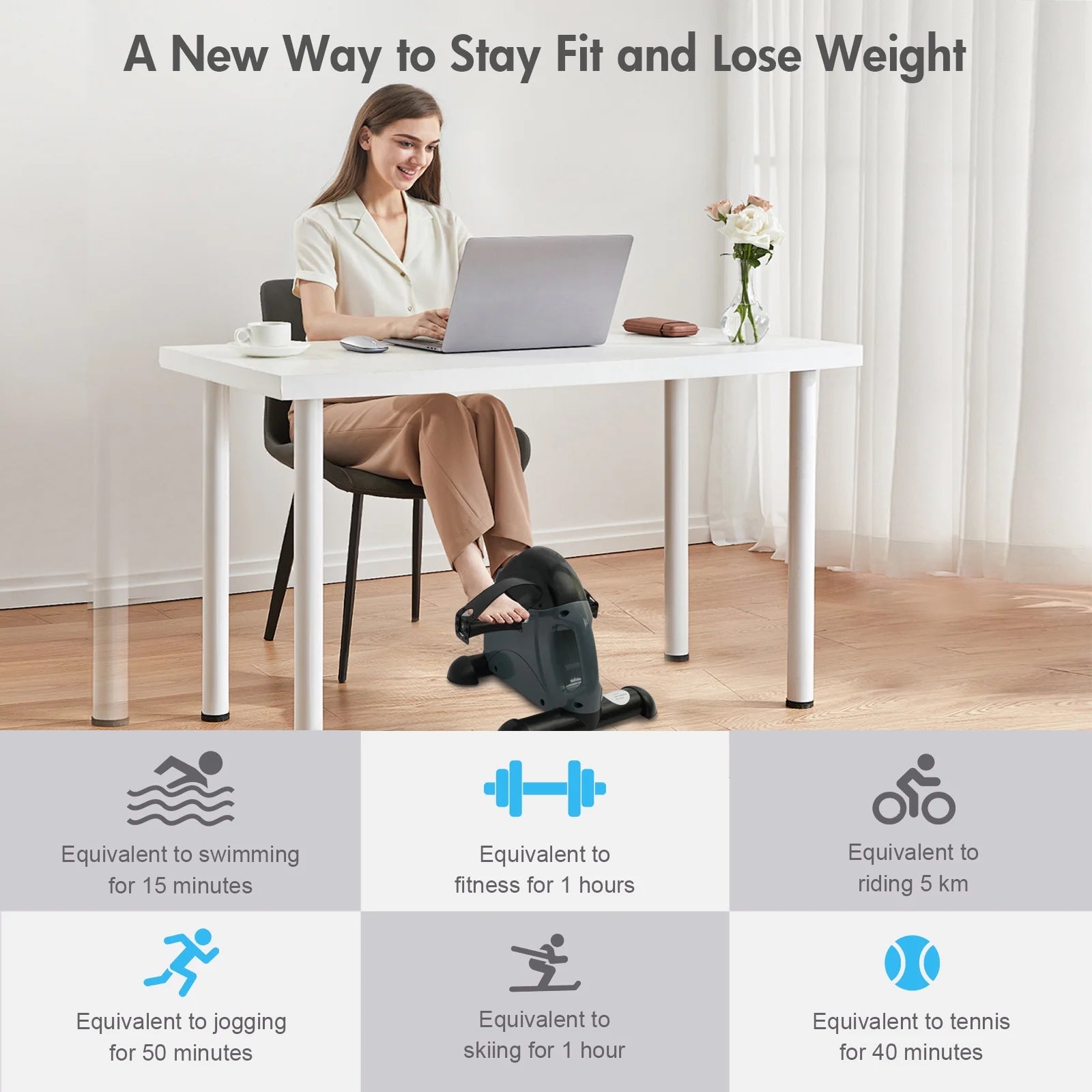 Mini Exercise Bike, Portable Mini Cycle Exercise Bike with Digital Display, under Desk Bike Pedal Exerciser Stepper for Home Office Senior