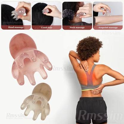 Resin Octopus Massage Comb Head Meridian Scraping Scalp Massage Brush Acupuncture SPA Guasha Massage Comb Fatigue Relief Massage