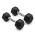 Barbell, 10Lb Coated Rubber Hex Dumbbell, Pair (No-Roll Design, Ergonomic Steel Handle, Durable Coated Weight)