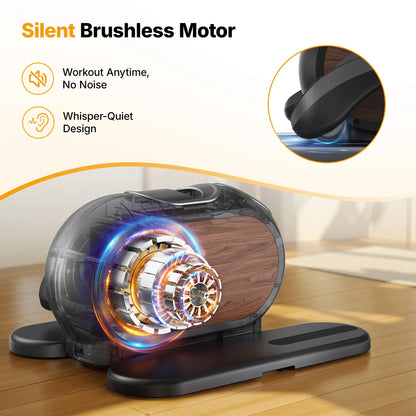 under Desk Elliptical Machine, 12 Adjustable Speeds Quiet, LCD Monitor, Portable Fitness Equipment Gift for Family with Resistance Bands