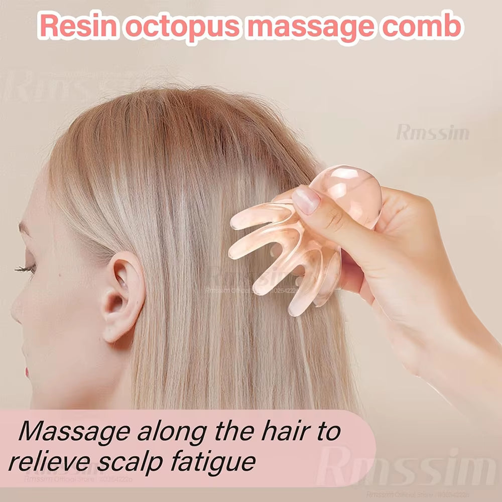 Resin Octopus Massage Comb Head Meridian Scraping Scalp Massage Brush Acupuncture SPA Guasha Massage Comb Fatigue Relief Massage