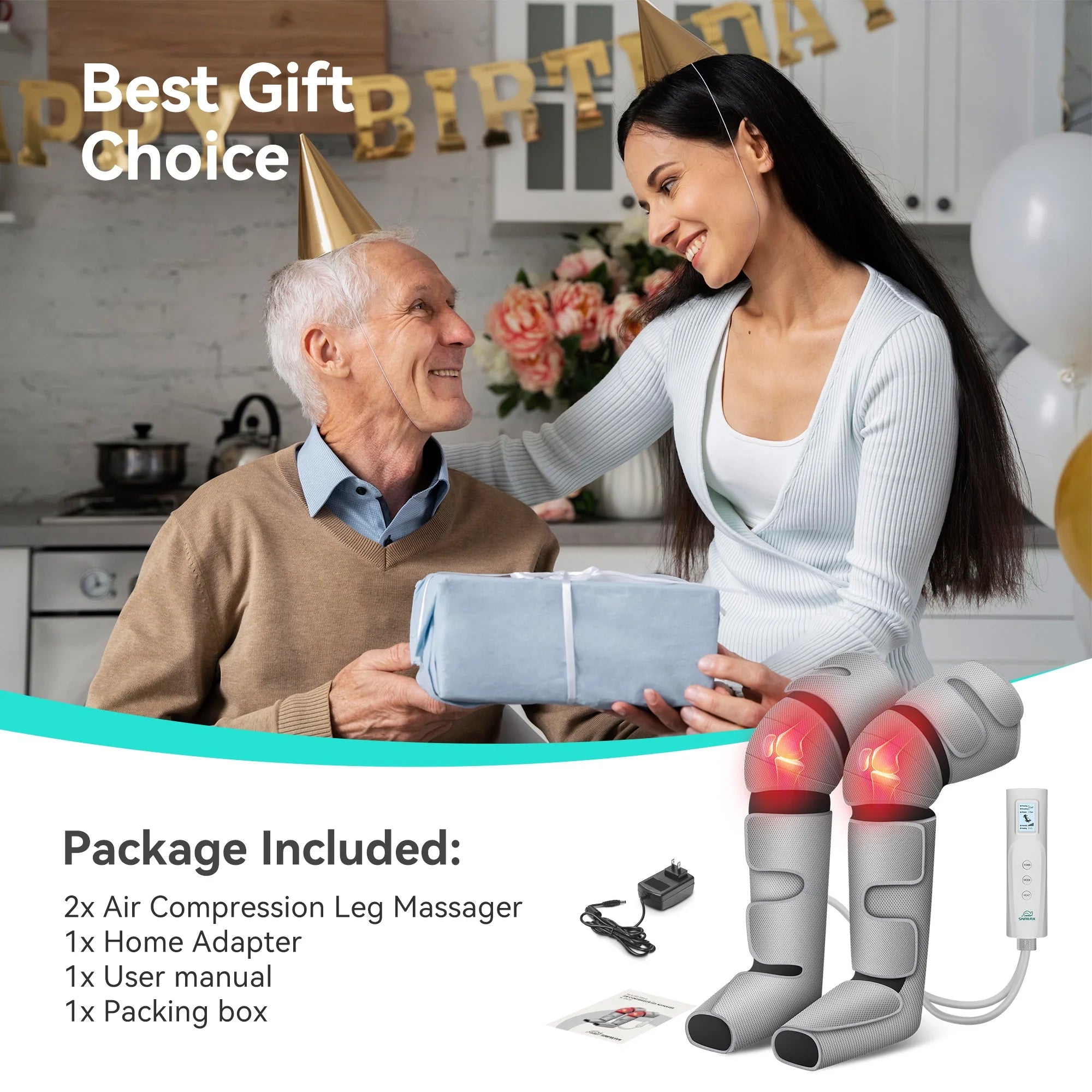 Leg Massager with Heat for Circulation, Air Compression Calf Foot Massager, Gifts