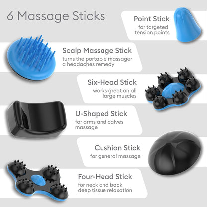 Deep Tissue Massager for Back, Shoulders, Neck &amp; Sore Muscles - Cordless Electric Handheld Massager Full Body Pain Relief - Percussion Massage Therapy for Legs, Feet &amp; Body (Black)