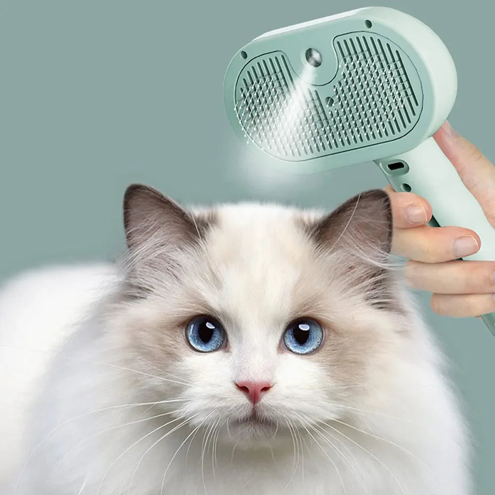 Steam pet grooming brush for cats and dogs